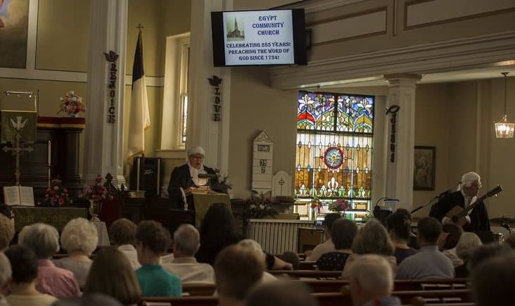 Sunday worship at Egypt Community Church on its 285th anniversary