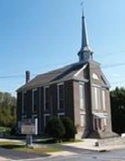 The church with its third steeple, built in 1955